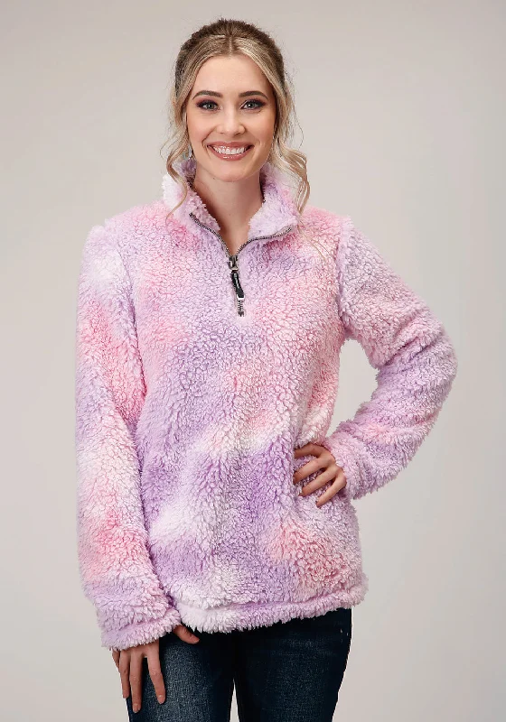 Advanced Customization Roper Womens Purple Polyester Polar Fleece Tie Dye Jacket