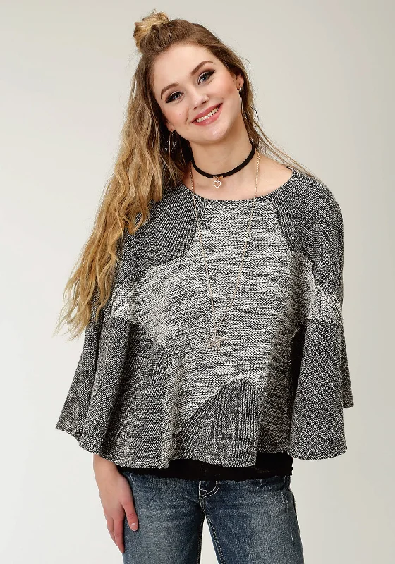 Cozy Fit Roper Womens Black/White 100% Cotton Star-Shaped Poncho