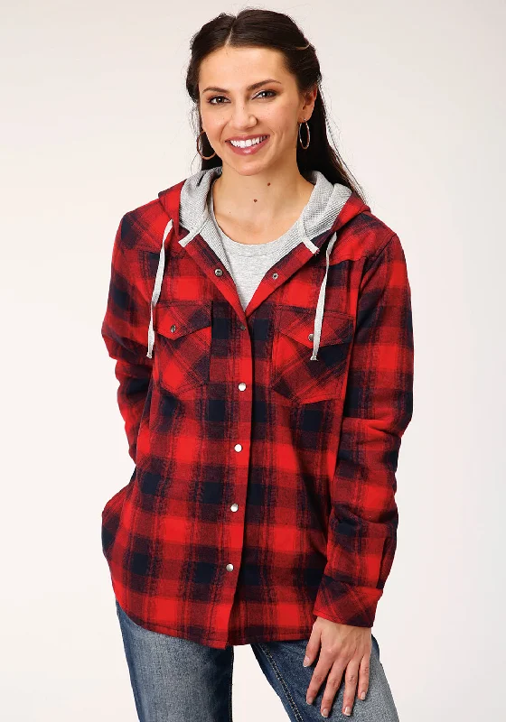 Embroidered Letters Roper Womens Red 100% Cotton Thermal Lined Hooded Jacket