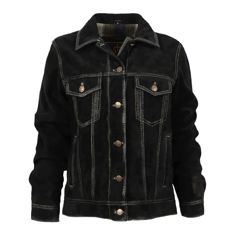 Street Sports Shoes STS Ranchwear Womens Scout Black Suede Leather Jacket