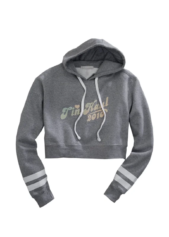 Comfortable And Versatile Tin Haul Womens Grey Cotton Blend Bubble Letters Heart Hoodie