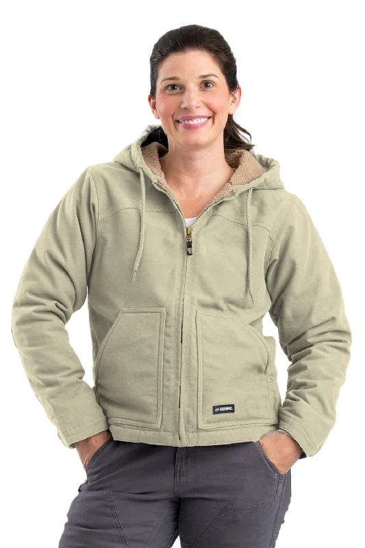 Modern Tailoring Berne Sand 100% Cotton Womens Softstone Hooded Coat Sherpa