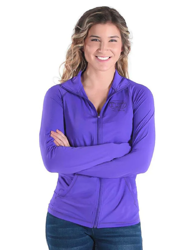 Slim Fit Cowgirl Tuff Womens Cooling UPF Purple Nylon Softshell Jacket