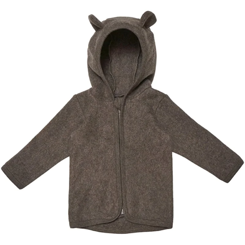 College Style Huttelihut Jacket Ears Cotton Fleece Fluffy Brown