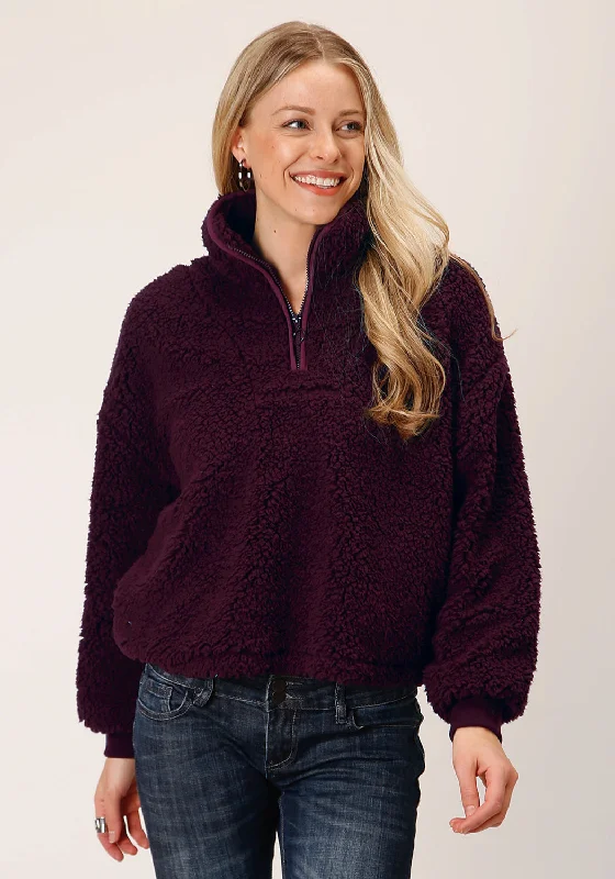 Casual Comfort Roper Womens Polar Wine 100% Polyester Fleece Pullover