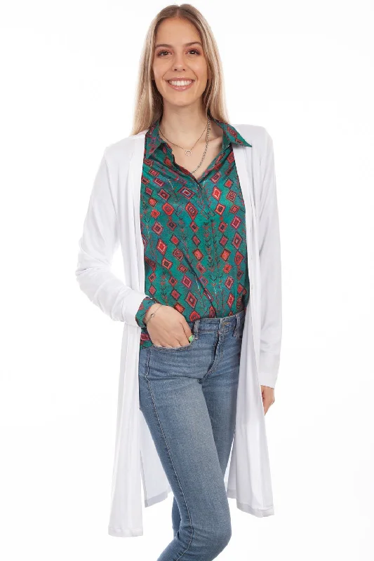 Fashion Pioneer Scully Womens White Viscose Side Slit Cardigan