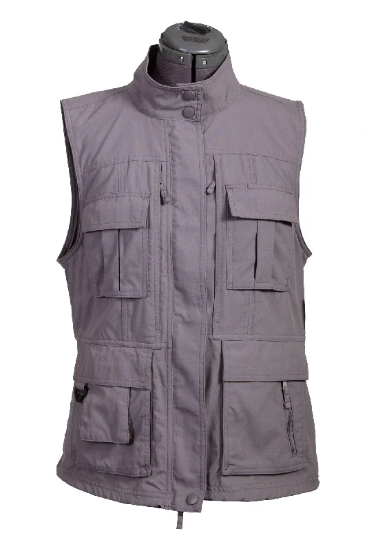 Simple Design Scully Womens Silver Nylon Multi-Pocket Vest