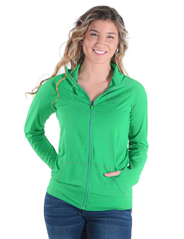 Advanced Customization Cowgirl Tuff Womens Cooling UPF Money Green Nylon Softshell Jacket