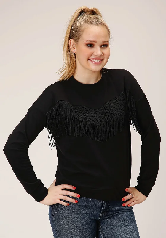 Fashion Trend Roper Womens Micro French Terry Black 100% Cotton Sweatshirt