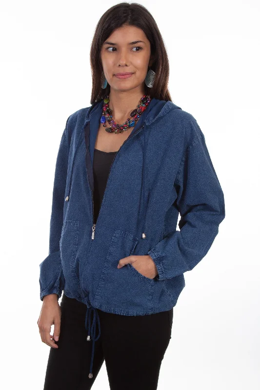 Trendy Casuals Scully Womens Dark Blue 100% Cotton Zip Front Hoodie