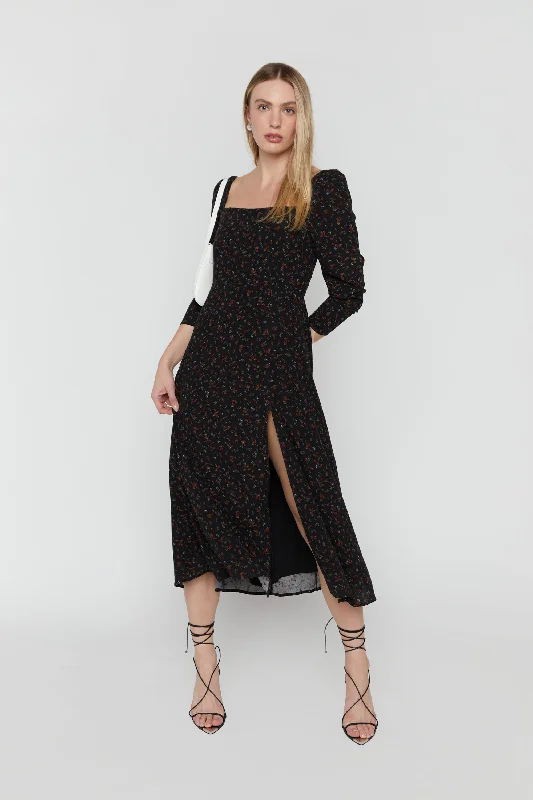 Exquisite Embroidery FLORAL MIDI DRESS