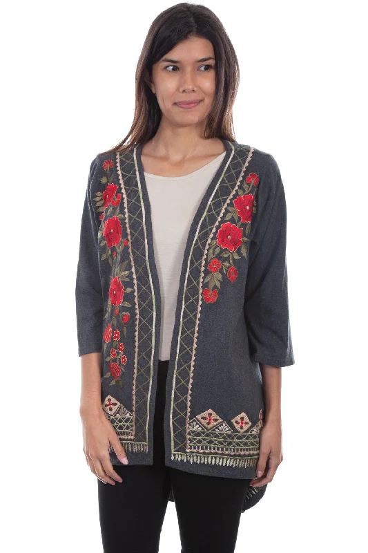 Simple Style Scully Womens Gray Viscose Hi/Lo Kimono