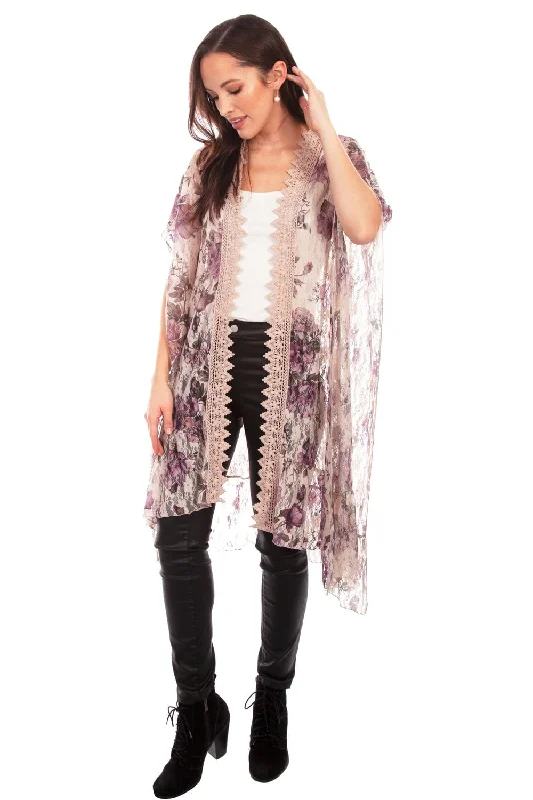 Classic Series Scully Womens Cafe Nylon Printed Lace Duster
