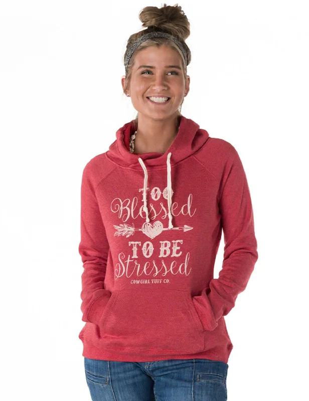 High-end atmosphere Cowgirl Tuff Womens Too Blessed Jr Fit Red Poly/Rayon Hoodie