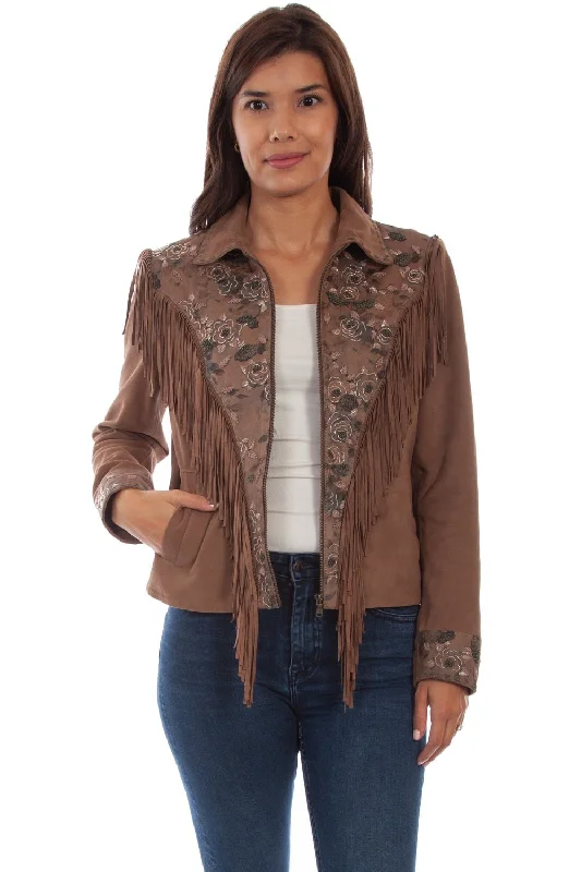 Summer Selection Scully Womens Sand Leather Beaded Yoke Jacket