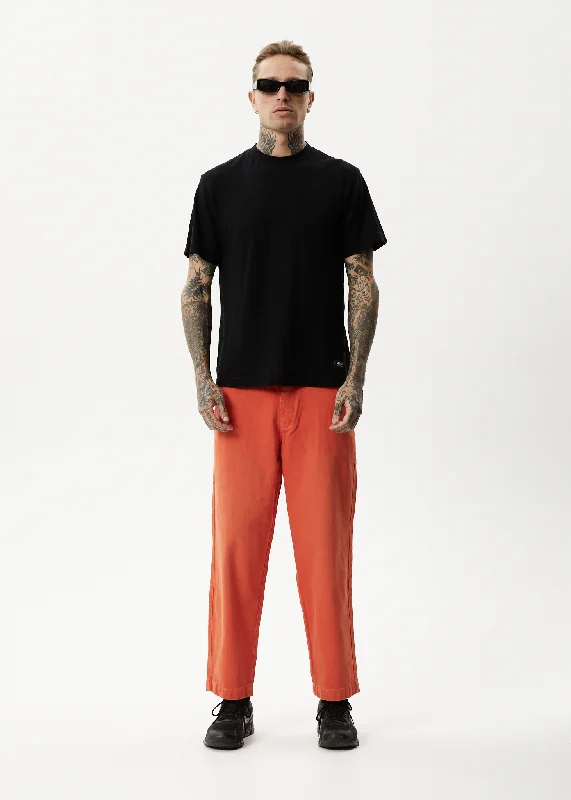 High-end Fabrics AFENDS Mens Louie - Denim Wide Leg Jeans - Faded Orange