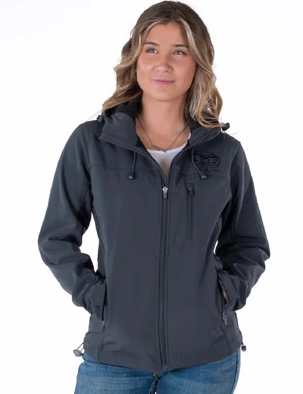 Short skirt design Cowgirl Tuff Womens Stretch Charcoal Nylon Softshell Jacket