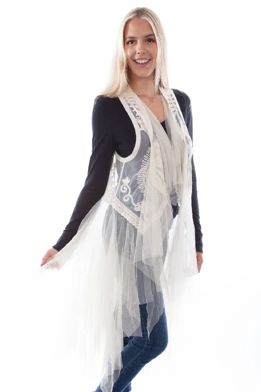 Celebrity Must-have Scully Womens Natural Cotton Blend Tulle Layered Duster