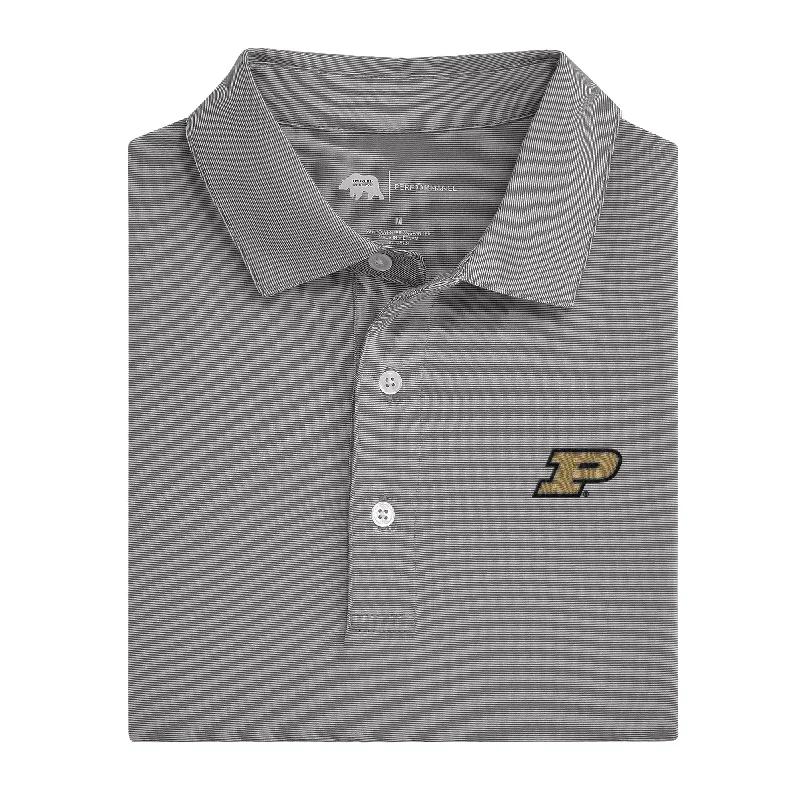 French Retro Hairline Stripe Purdue Performance Polo