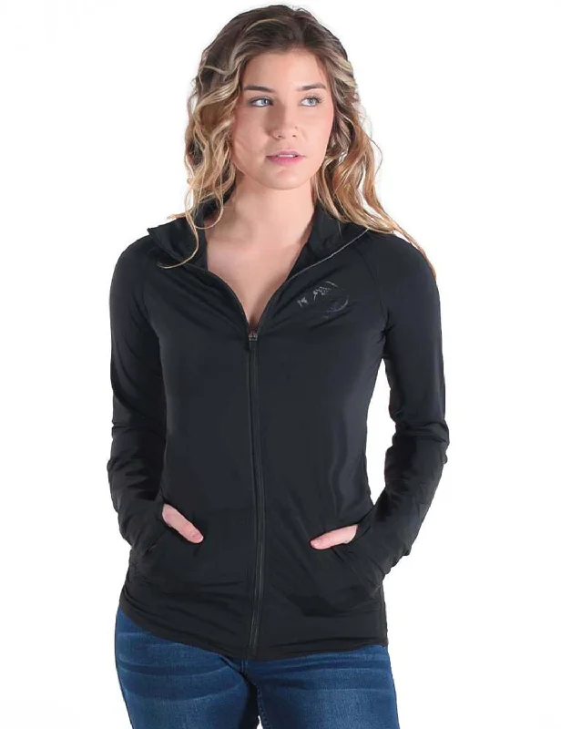 Noble Temperament Cowgirl Tuff Womens Cooling UPF Black Nylon Softshell Jacket