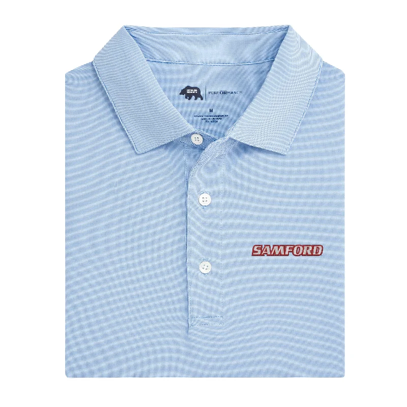 Classic Hairline Stripe Samford Performance Polo - Sky