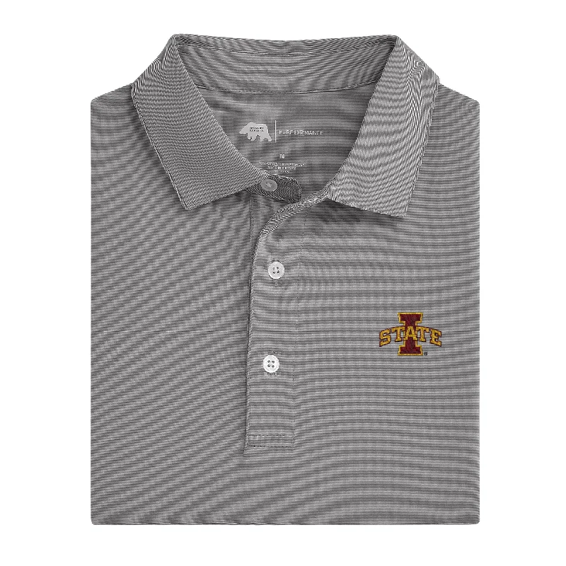 Soft Layers Hairline Stripe Iowa State Performance Polo - Nine Iron