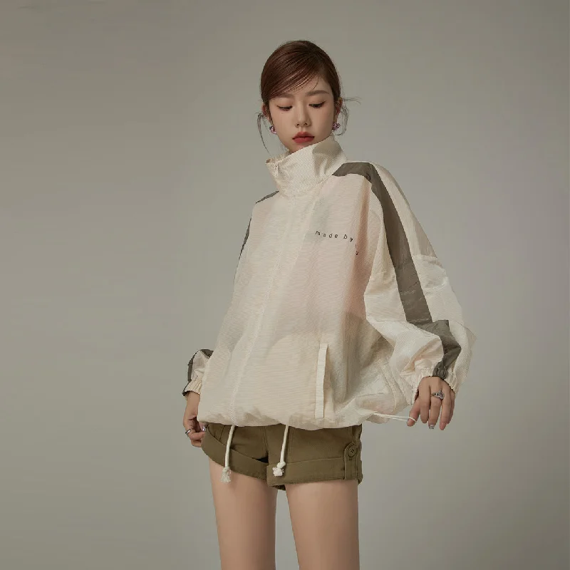 Creative Style Color Matching Loose Fit Field Jacket