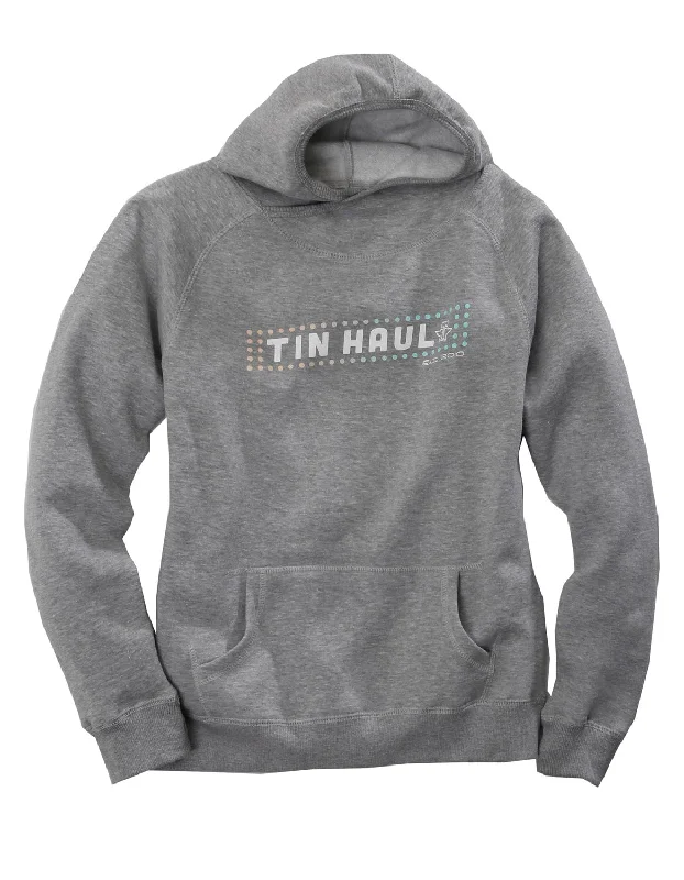 Breathable Design Tin Haul Womens Grey Cotton Blend Logo in Lights Hoodie