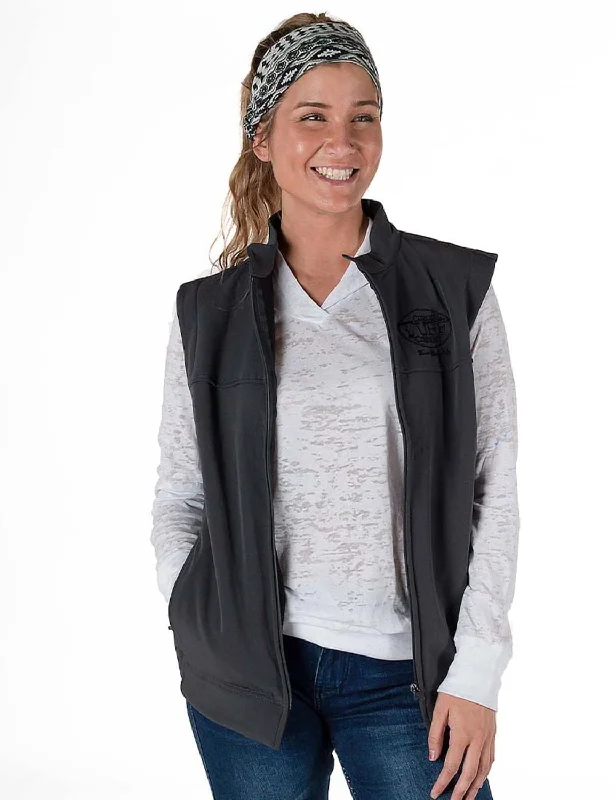 Fashionable sports Cowgirl Tuff Womens Stretch Charcoal Nylon Softshell Vest