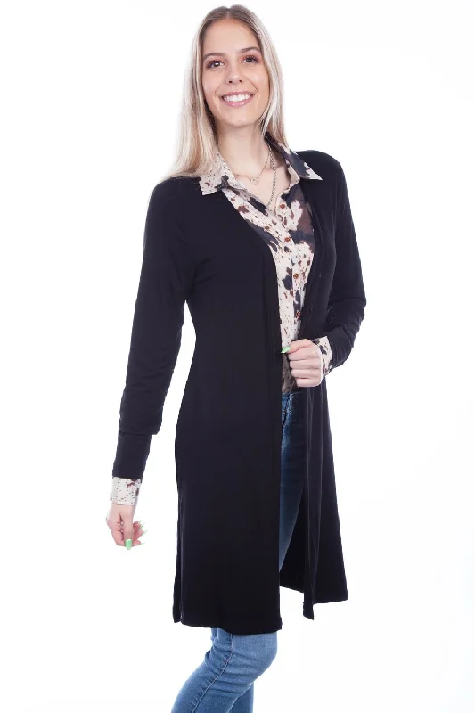 New Design Scully Womens Black Viscose Side Slit Cardigan