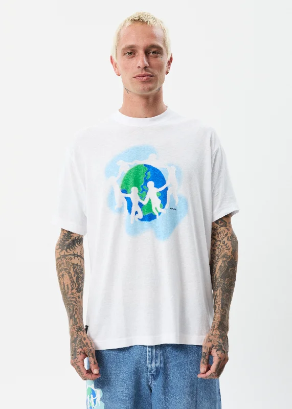 Personalized Series AFENDS Mens Cosmic - Boxy Graphic T-Shirt - White