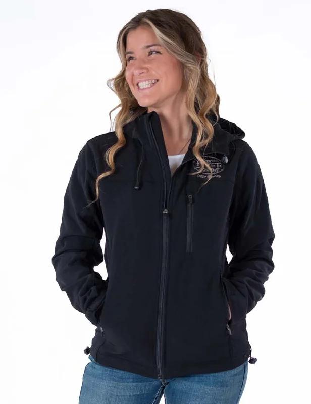 Extra long version Cowgirl Tuff Womens Stretch Black Nylon Softshell Jacket