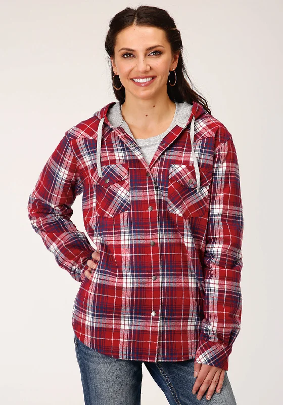 British Fashion Roper Womens Red/White 100% Cotton Thermal Lined Hooded Jacket