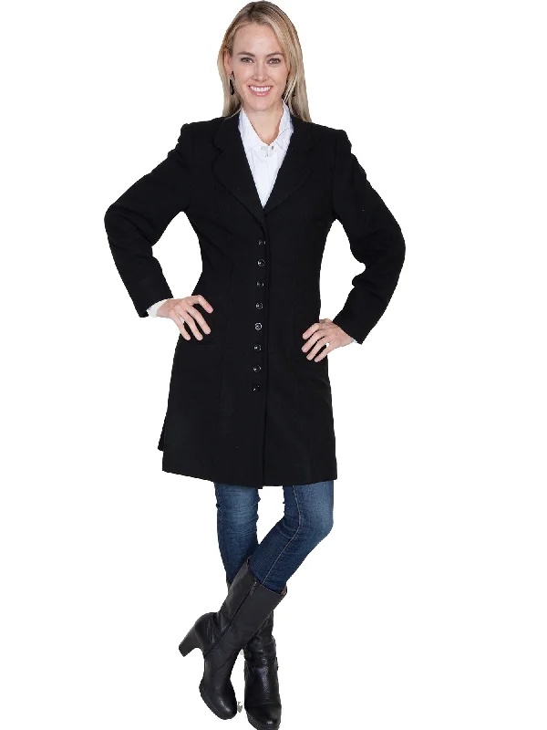 Exquisite Design Scully Womens Black 100% Wool Vintage Frock Coat