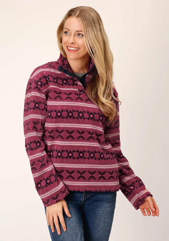 Street Show-off Style Roper Womens Rusty Aztec Red Polyester Fleece Jacket