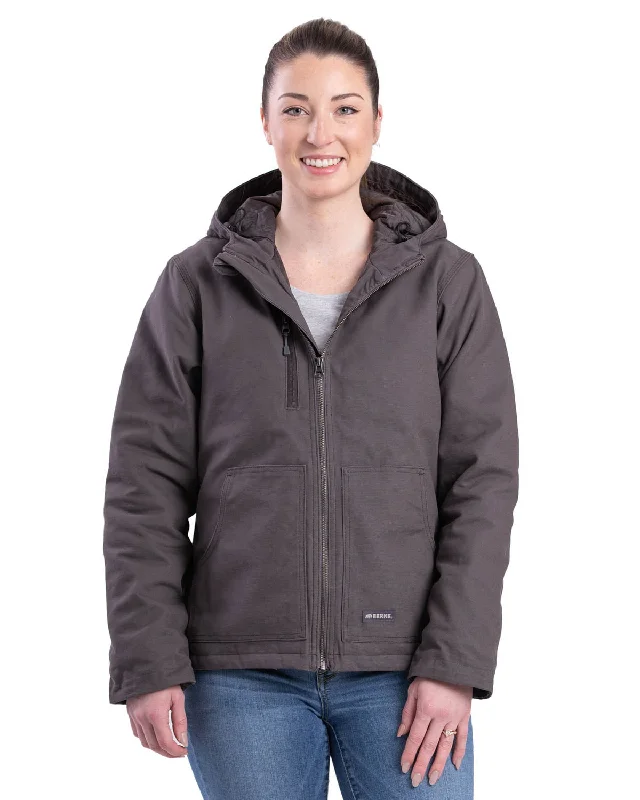 Basic Comfort Berne Ladies Titanium 100% Cotton Ladies Hooded Jacket
