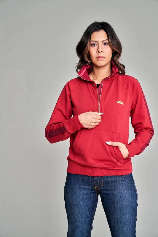 Elegant And Simple Kimes Ranch Womens Maricopa Half Muted Red Cotton Blend Hoodie