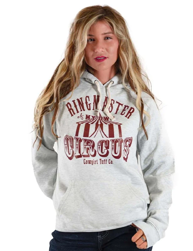 Trendy Items Cowgirl Tuff Womens Ringmaster Ash Poly/Rayon Hoodie