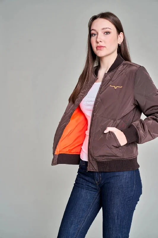 Diamond Series Kimes Ranch Womens Marinos Bomber Brown Polyester Insulated Jacket