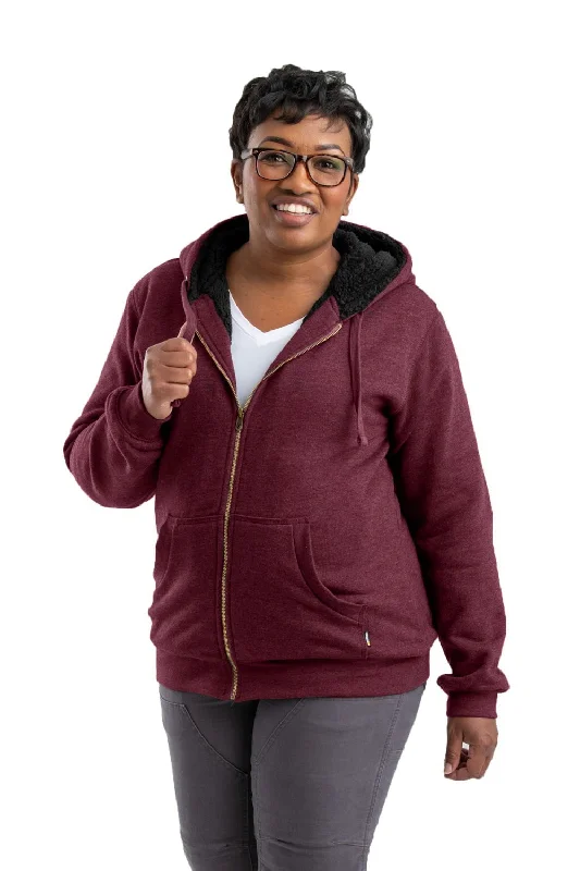 Fresh And Capable Berne Cabernet Cotton Blend Womens Insulated Zip Hooded Sweatshirt