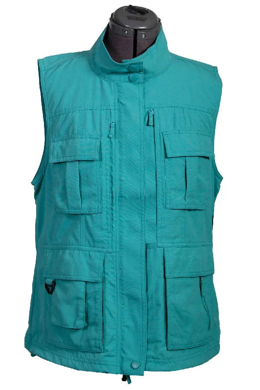 High-end Sense Scully Womens Teal Nylon Multi-Pocket Vest