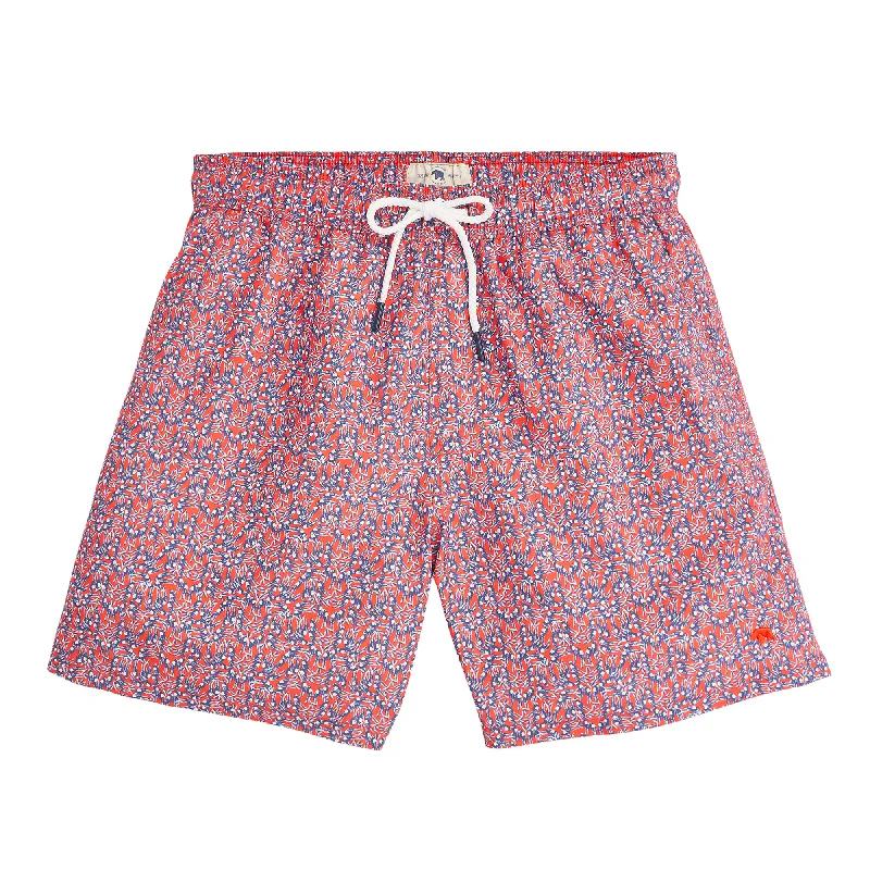 Moisture wicking Jungle Bird Swim Trunk - Tigerlily