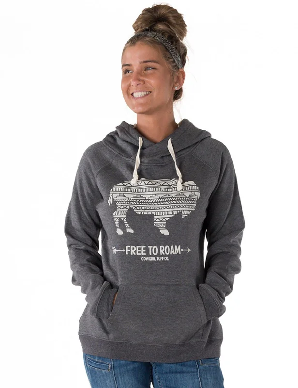Affordable selection Cowgirl Tuff Womens Free To Roam Charcoal Poly/Rayon Hoodie