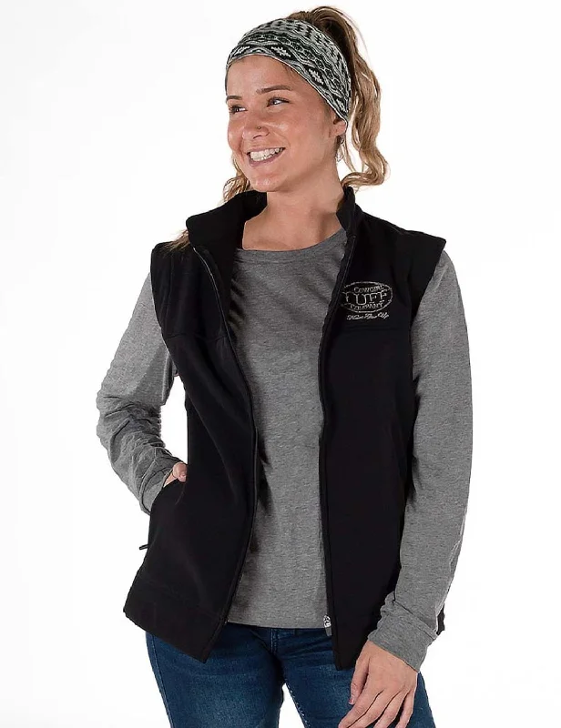 Printed pattern Cowgirl Tuff Womens Stretch Black Nylon Softshell Vest