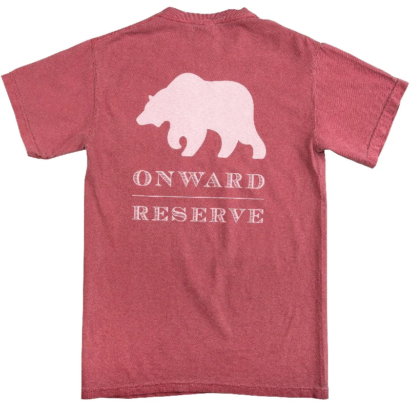 Elegant Design Rustic Bear Short Sleeve tee - Washed Red