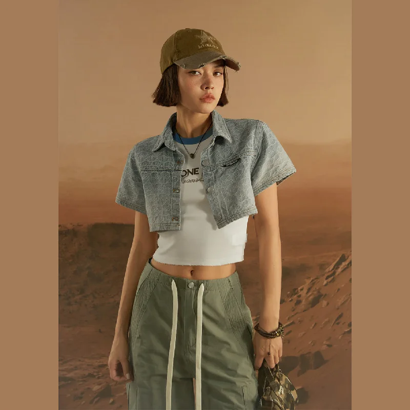 Fashion Wear Washed Cropped Denim Jacket