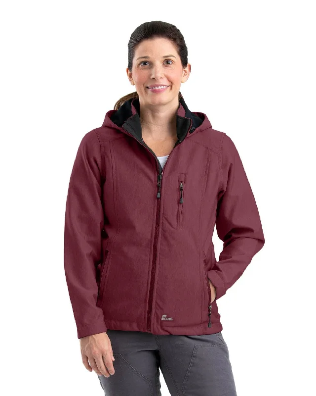 Casual Wear Berne Maroon Polyester Ladies Eiger Hooded Softshell