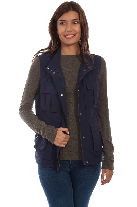 European Plan Scully Womens Midnight Blue Nylon Petite Pocket Vest