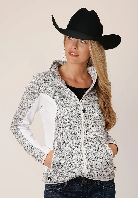 Street Graffiti Design Roper Womens Sweater Knit Cream Polyester Fleece Jacket