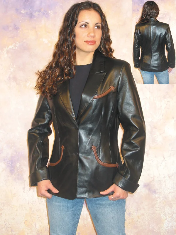 High-end Customization Scully Womens Black Lamb Leather Belmont Jacket